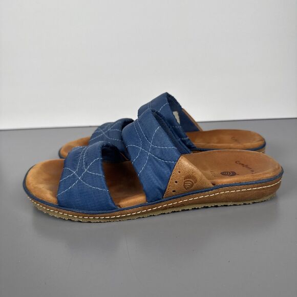 ACORN Comfort On Earth Soft Fabric‎ & Leather Double Strap Slide Sandals Size W6 - Picture 4 of 12